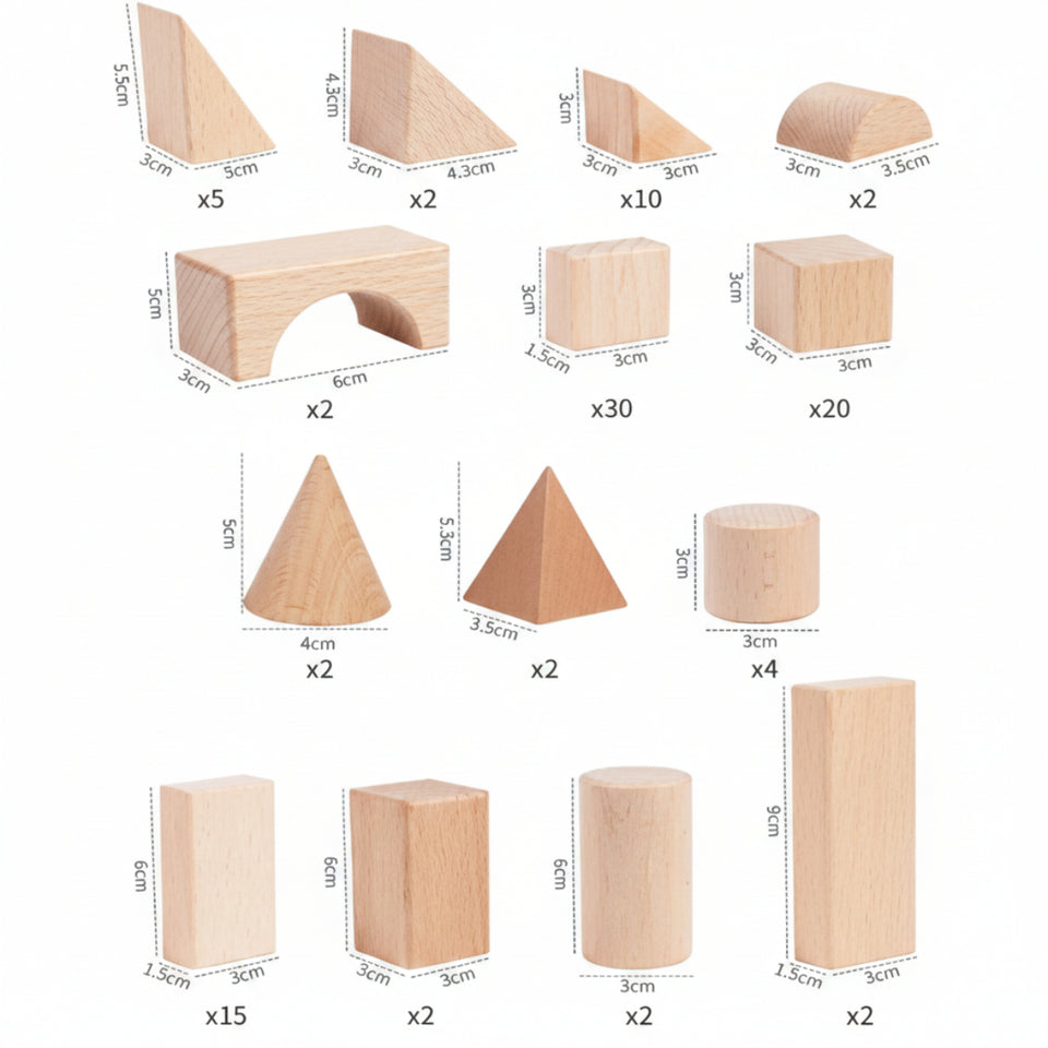 BlockyFun – Creatief & Educatief – 100-delige Houten Bouwblokken Set