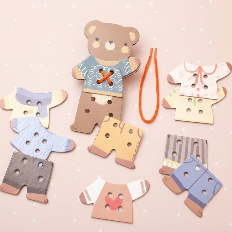 ThreadBear – Schattig & Educatief – Montessori Rijg Speelgoed Beer
