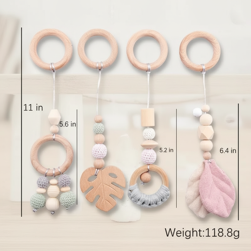 Wooden Baby Rattle Toy – Sensorisch & Veilig – Baby Gym