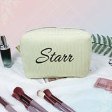 Striped Name Pouch – Gepersonaliseerd & Stijlvol – Make-up Tas