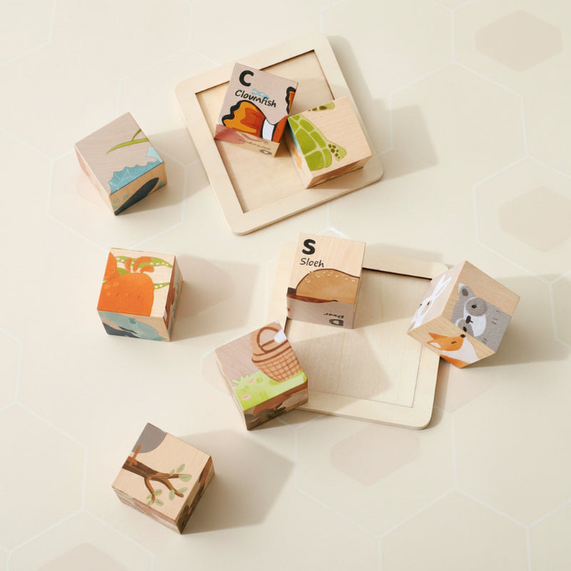 WoodMind – Creatief & Leerzaam – 6-in-1 Montessori Dieren Houten Puzzel
