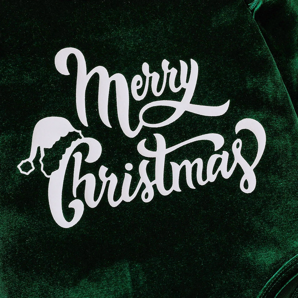 SantaBaby – Vrolijk & Knus – Baby 3 stuks Kerstset met Romper, Flared Broek en Hoed