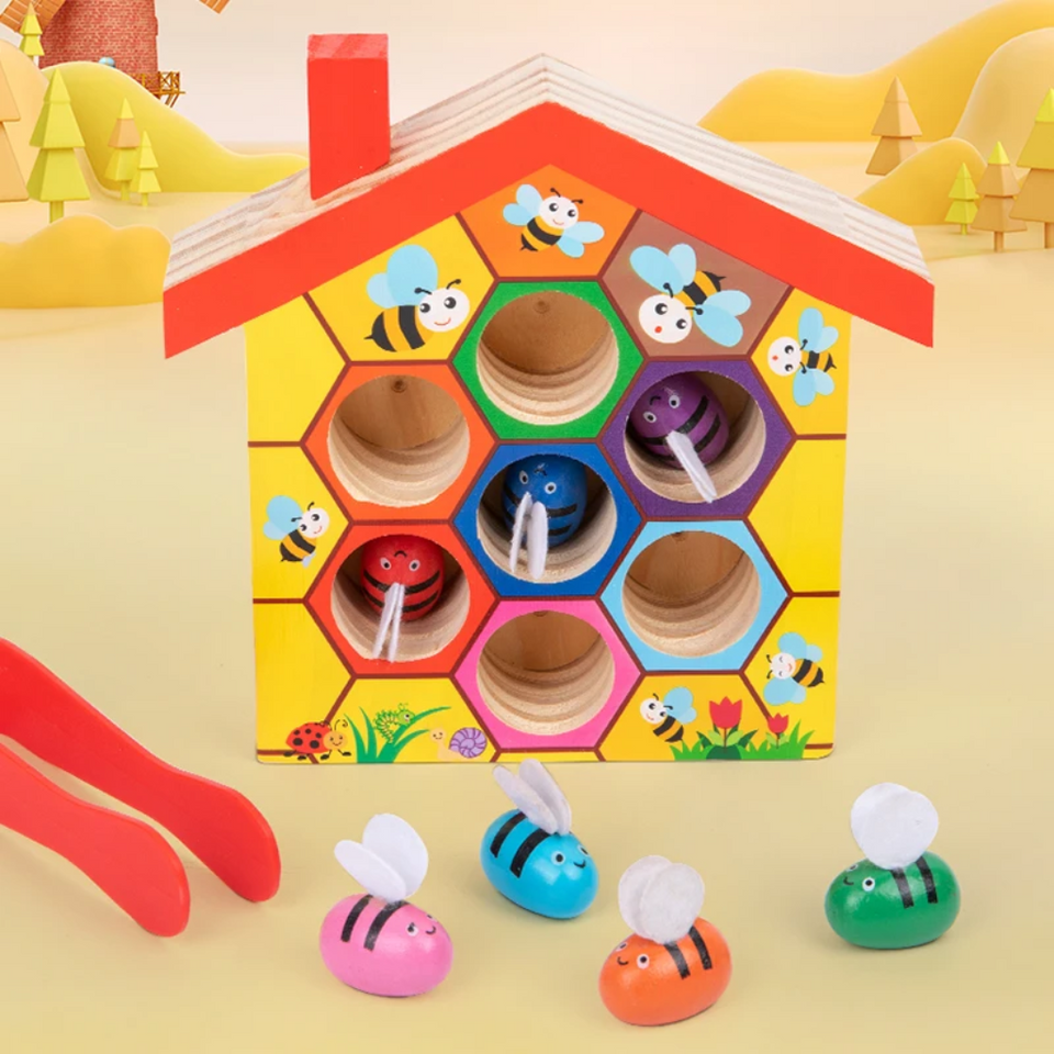 HoneyHive – Montessori & Educatief – Houten Bijensorteerspel