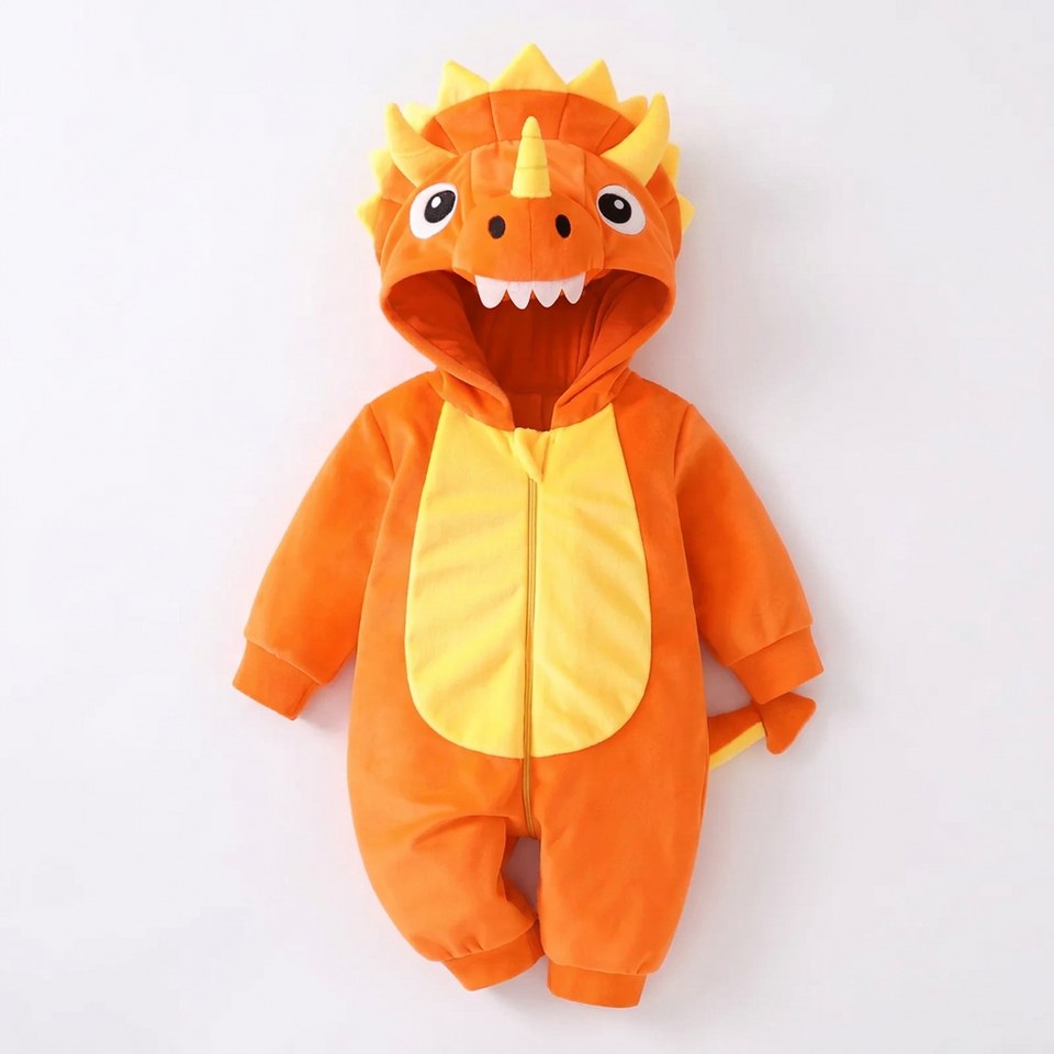 TinyDino – Warm & Speels – Baby Dieren Onesie met Dinosauruscapuchon
