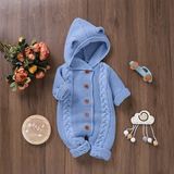 SoftKnit – Warm & Schattig – Gebreid Baby Jumpsuit met Capuchon