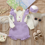 FloraKnit – Zacht & Schattig – Baby Outfit met Vestje, Tuinbroek en Haarband