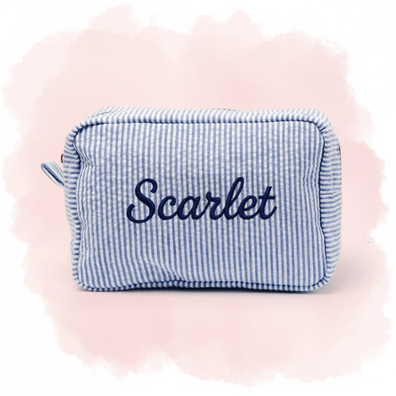 Striped Name Pouch – Gepersonaliseerd & Stijlvol – Make-up Tas