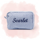 Striped Name Pouch – Gepersonaliseerd & Stijlvol – Make-up Tas
