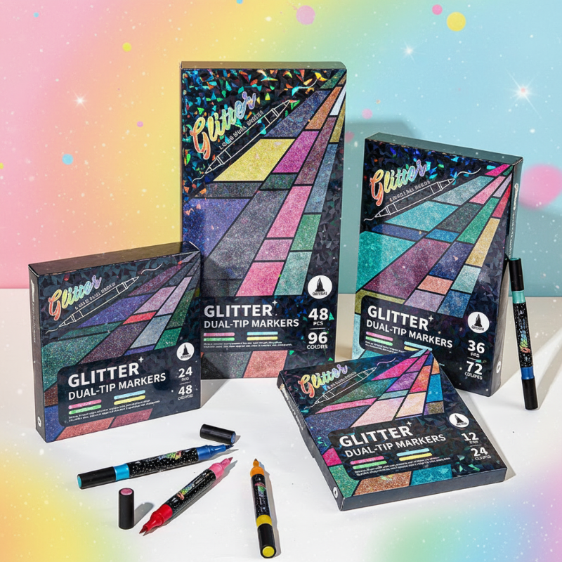 ArtShine – Kleurijk & Sprankelend – Dubbelzijdige Glitter & Lichtgevende Stiften Set