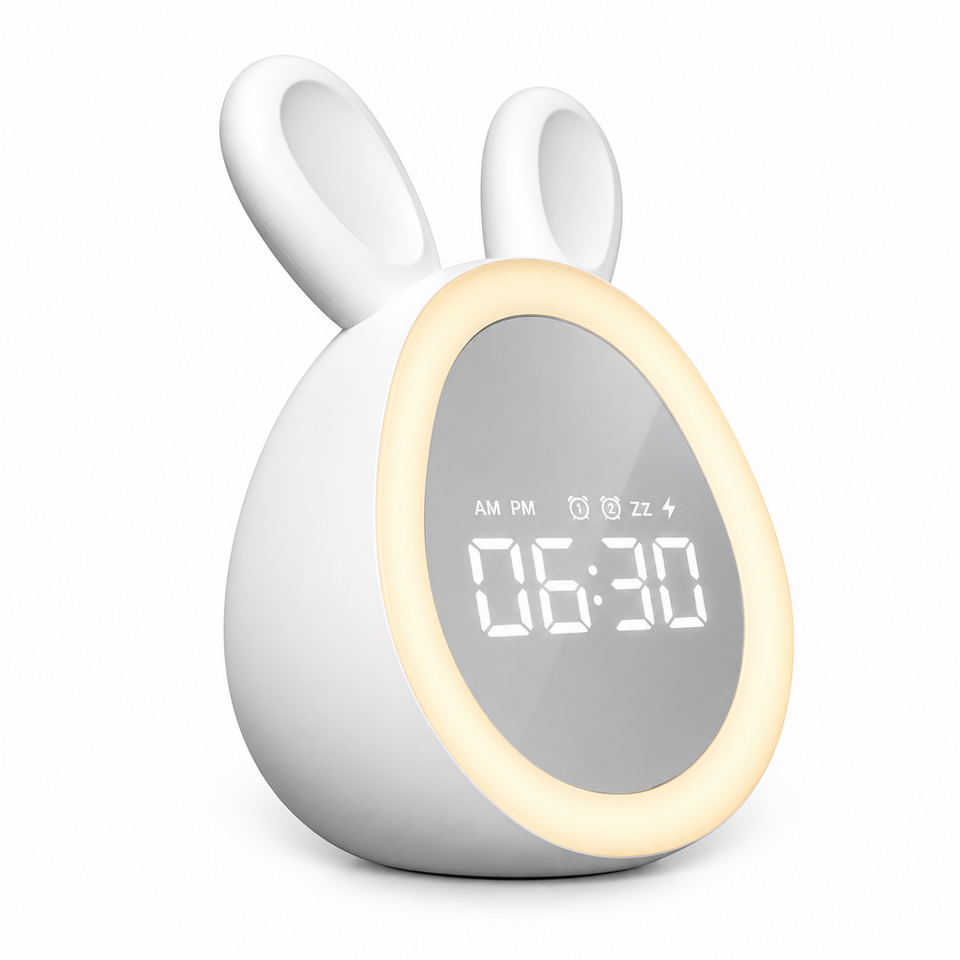 BunnyGlow – Schattig & Praktisch – Digitale Kinderwekker met Nachtlampje