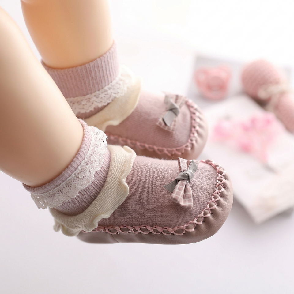 TinyFeet – Zacht & Ademend – Antislip Schoentjes met Strik
