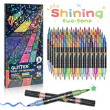 ArtShine – Kleurijk & Sprankelend – Dubbelzijdige Glitter & Lichtgevende Stiften Set