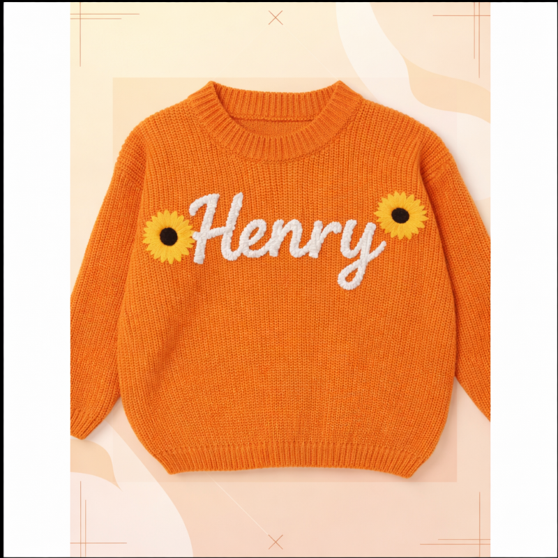 TinyStitch – Gepersonaliseerde Gebreide Naamtrui voor Kinderen