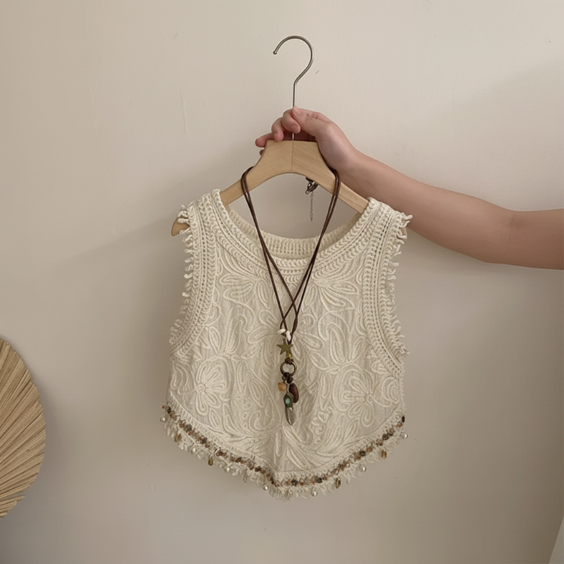 TinyTrends – Boho Chic & Schattig – Gehaakte Top met Geruite Rok