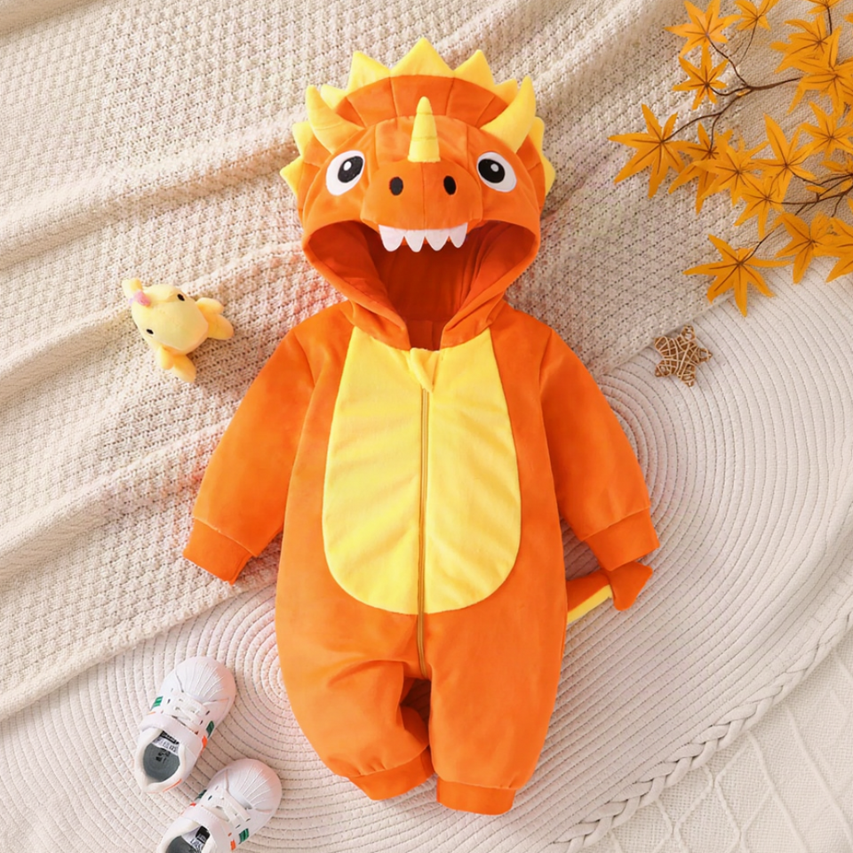 TinyDino – Warm & Speels – Baby Dieren Onesie met Dinosauruscapuchon