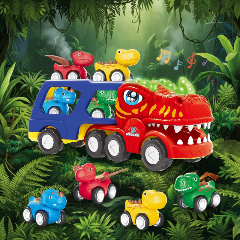 DinoDrive – Creatief & Avontuurlijk – 5-in-1 Vrachtwagen Speelset