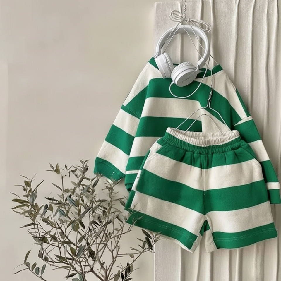 LittleStyle – Zacht & Comfortabel – Katoen Gestreept Comfy Set