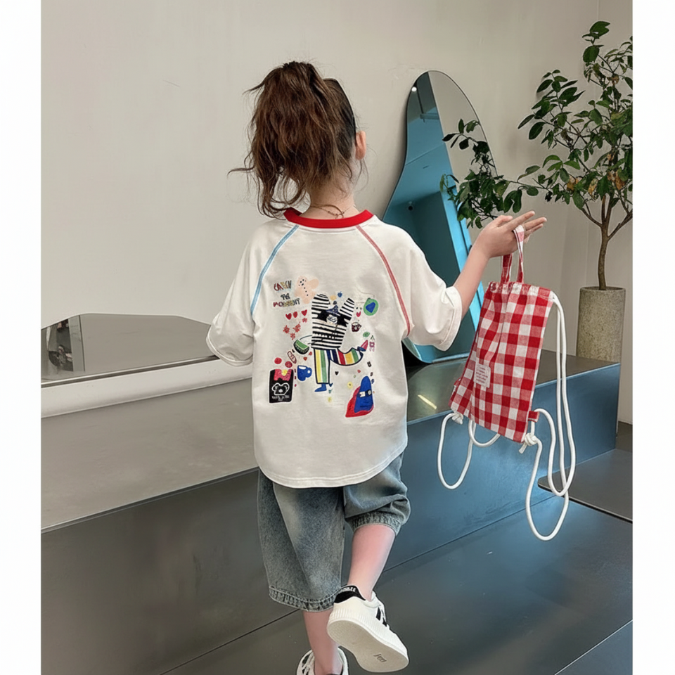 LittleVibe – Speelpret & Creatief – Oversized T-shirt met Kleurige Illustratie