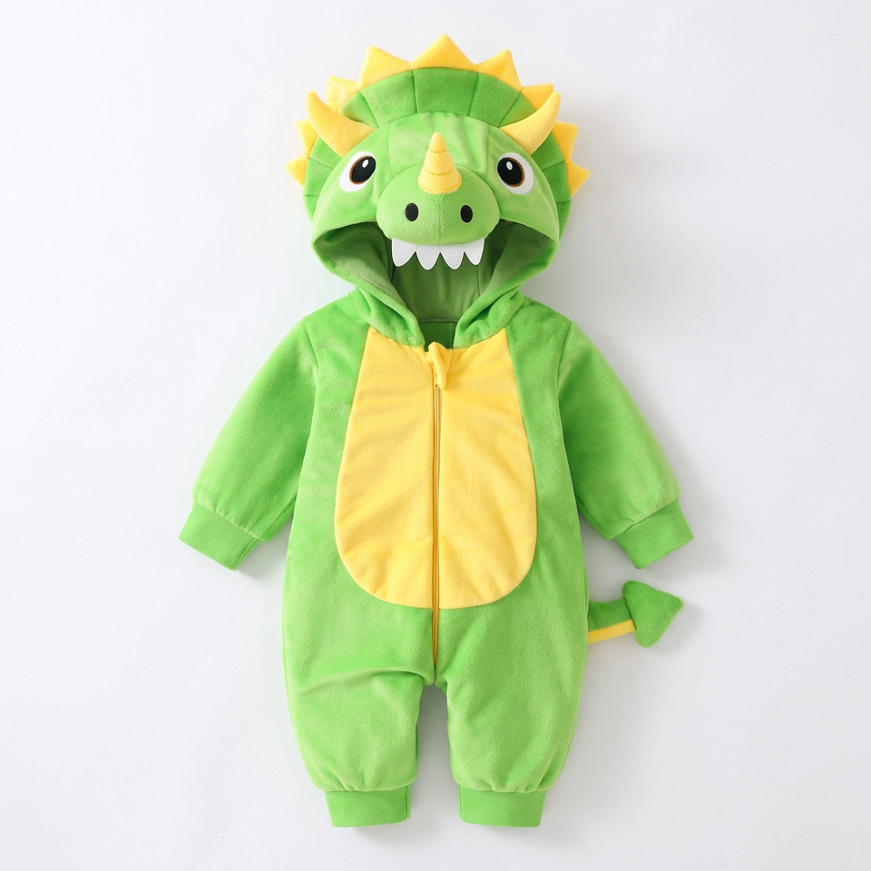 TinyDino – Warm & Speels – Baby Dieren Onesie met Dinosauruscapuchon
