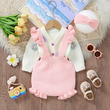 FloraKnit – Zacht & Schattig – Baby Outfit met Vestje, Tuinbroek en Haarband