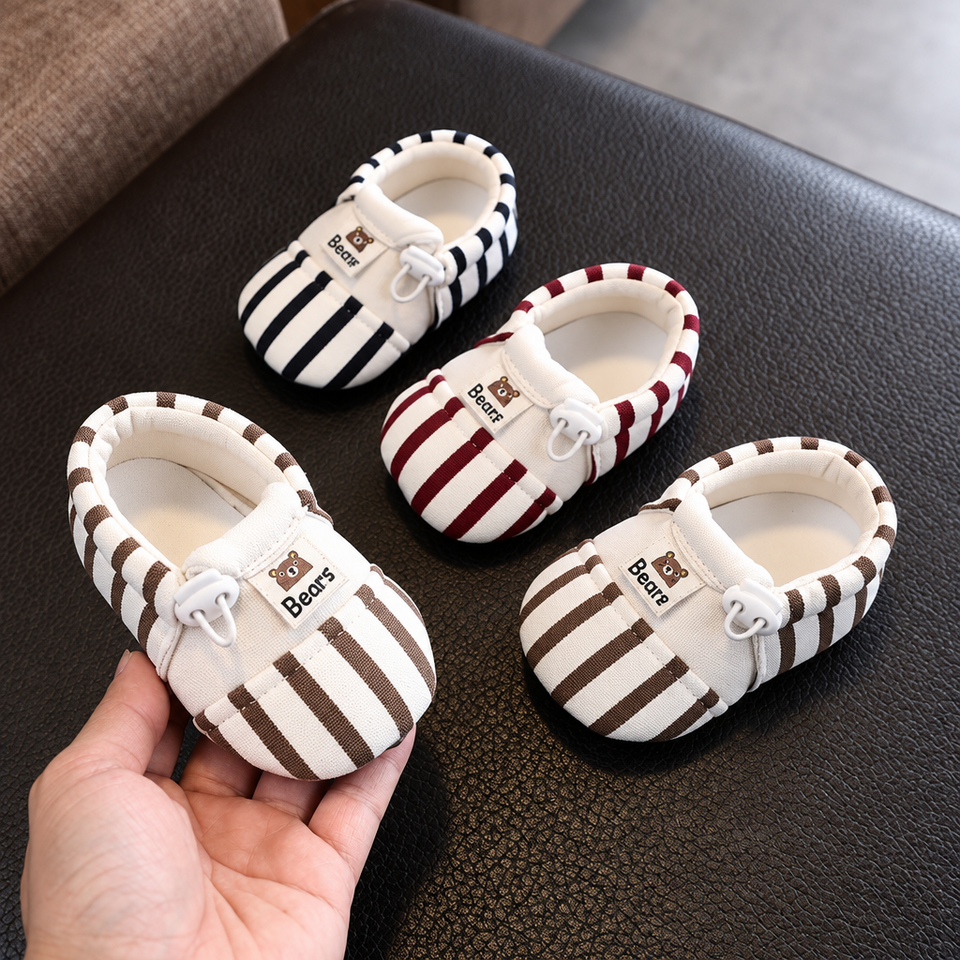 TinyToes – Zacht & Warm – Baby Eerste Schoentjes met Gestreept Design