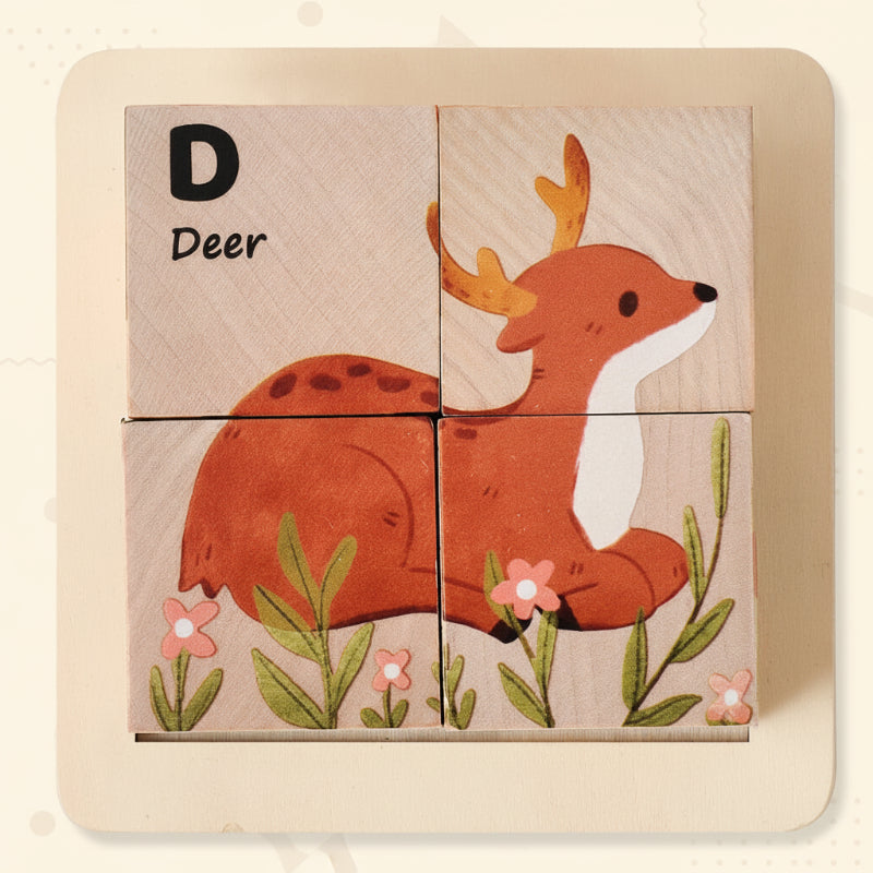 WoodMind – Creatief & Leerzaam – 6-in-1 Montessori Dieren Houten Puzzel