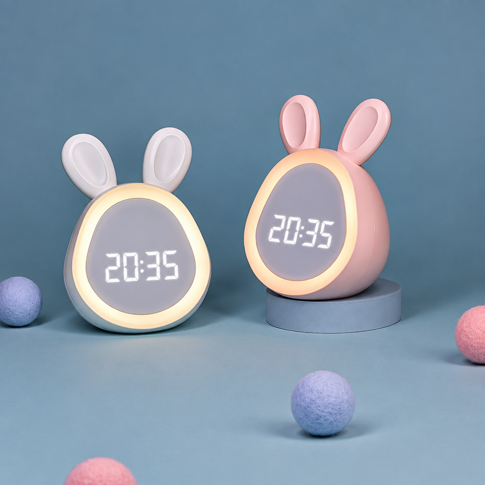 BunnyGlow – Schattig & Praktisch – Digitale Kinderwekker met Nachtlampje