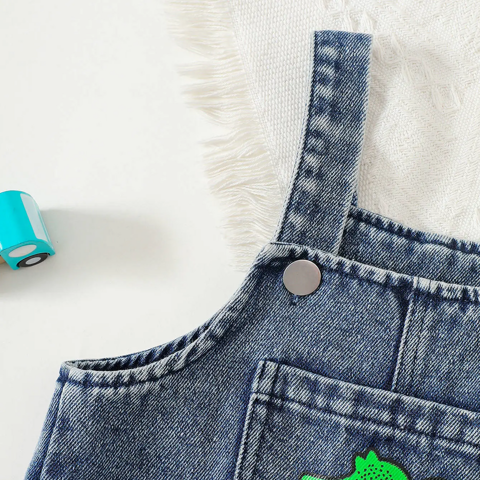 DinoDenim – Stoer & Speels – Kinder Tuinbroek met Cartoonprints