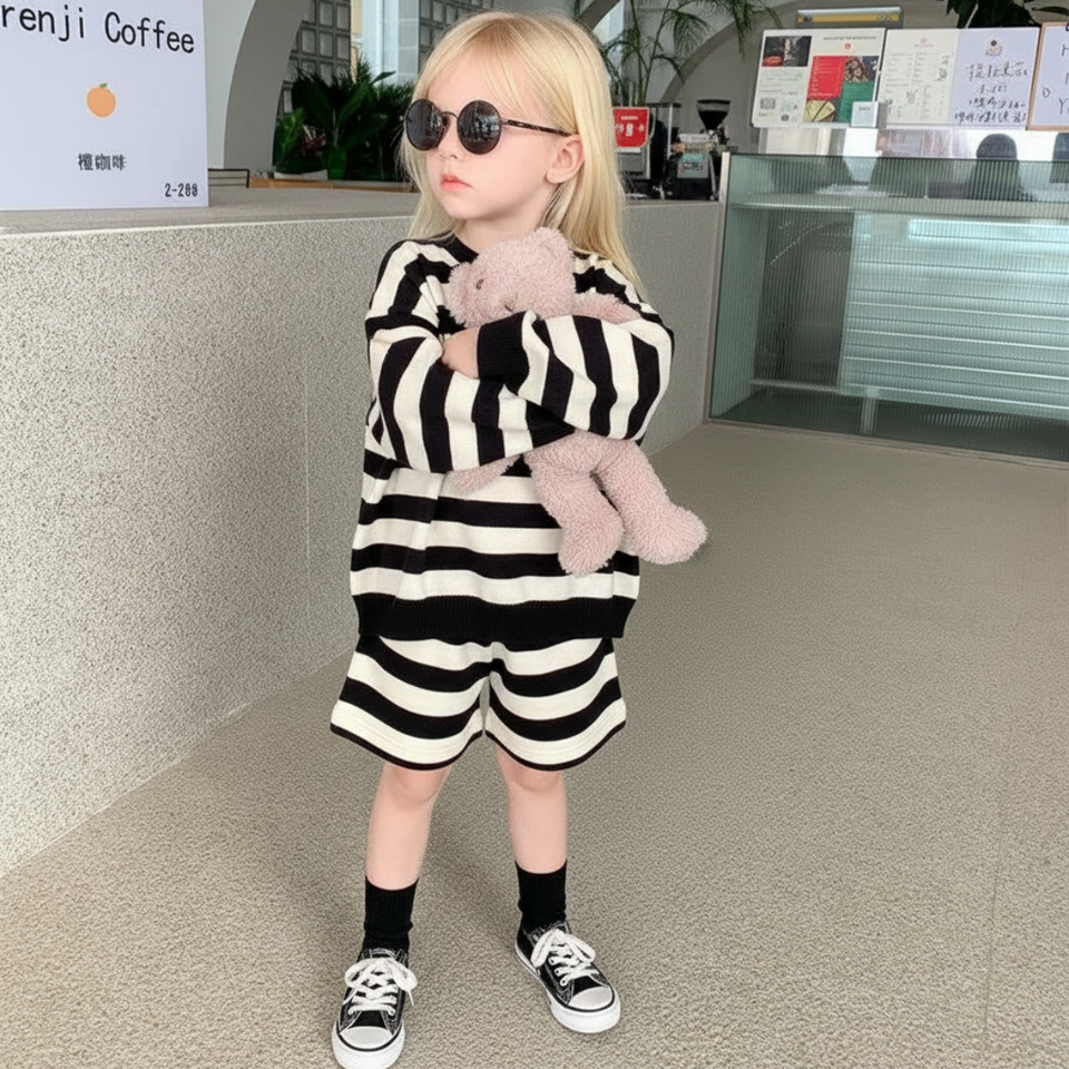 LittleStyle – Zacht & Comfortabel – Katoen Gestreept Comfy Set