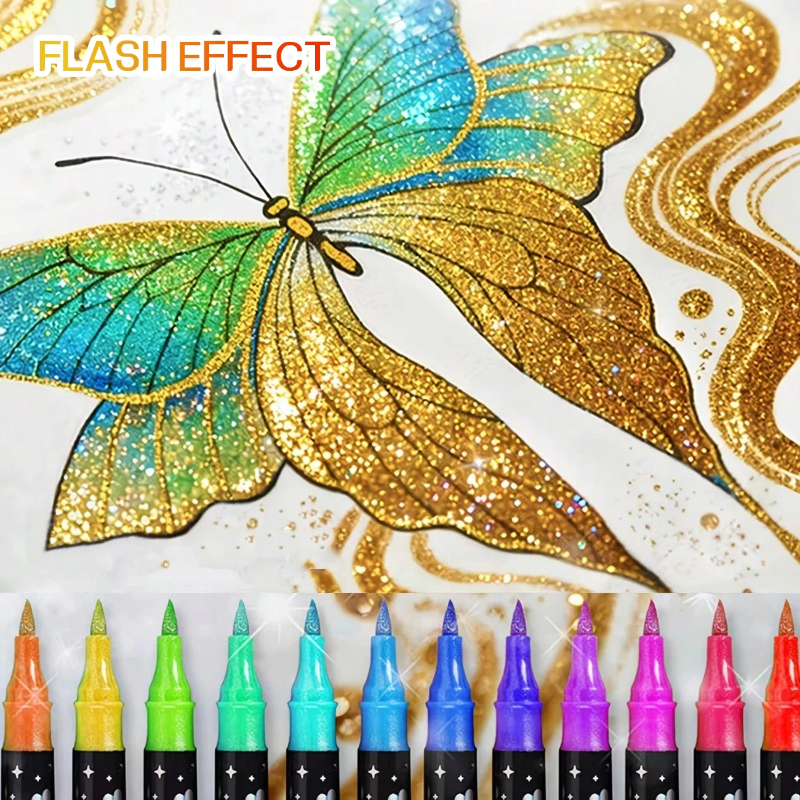 ArtShine – Kleurijk & Sprankelend – Dubbelzijdige Glitter & Lichtgevende Stiften Set