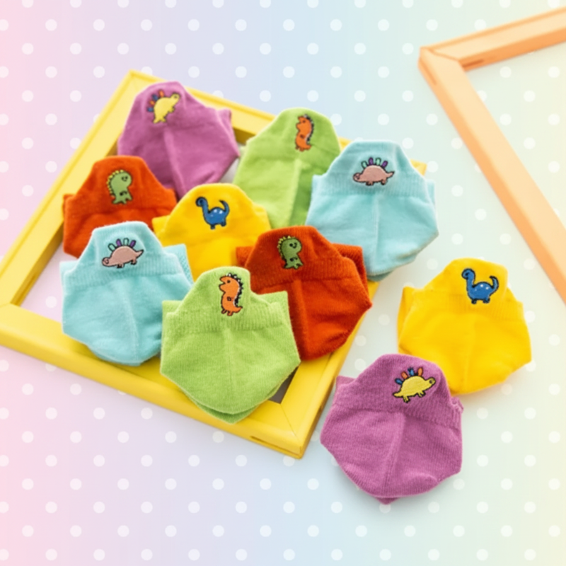 PlayfulToes – Kleurrijk & Zacht – Lage Kinder Sokjes (Set van 5)
