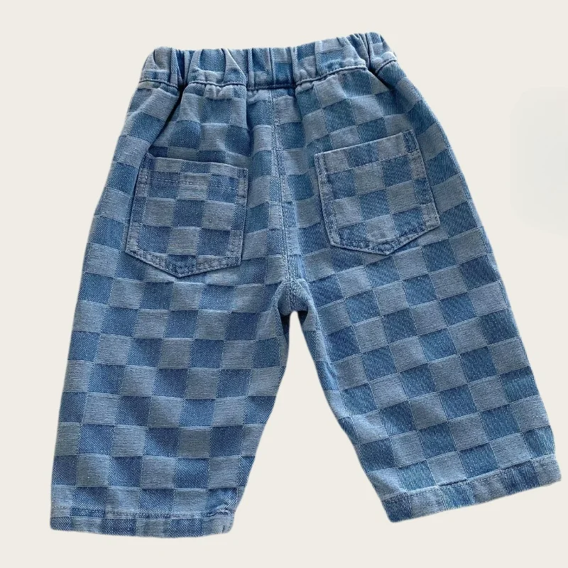 DenimCheck – Comfortabel & Trendy – Kinder Broek met Blokjespatroon