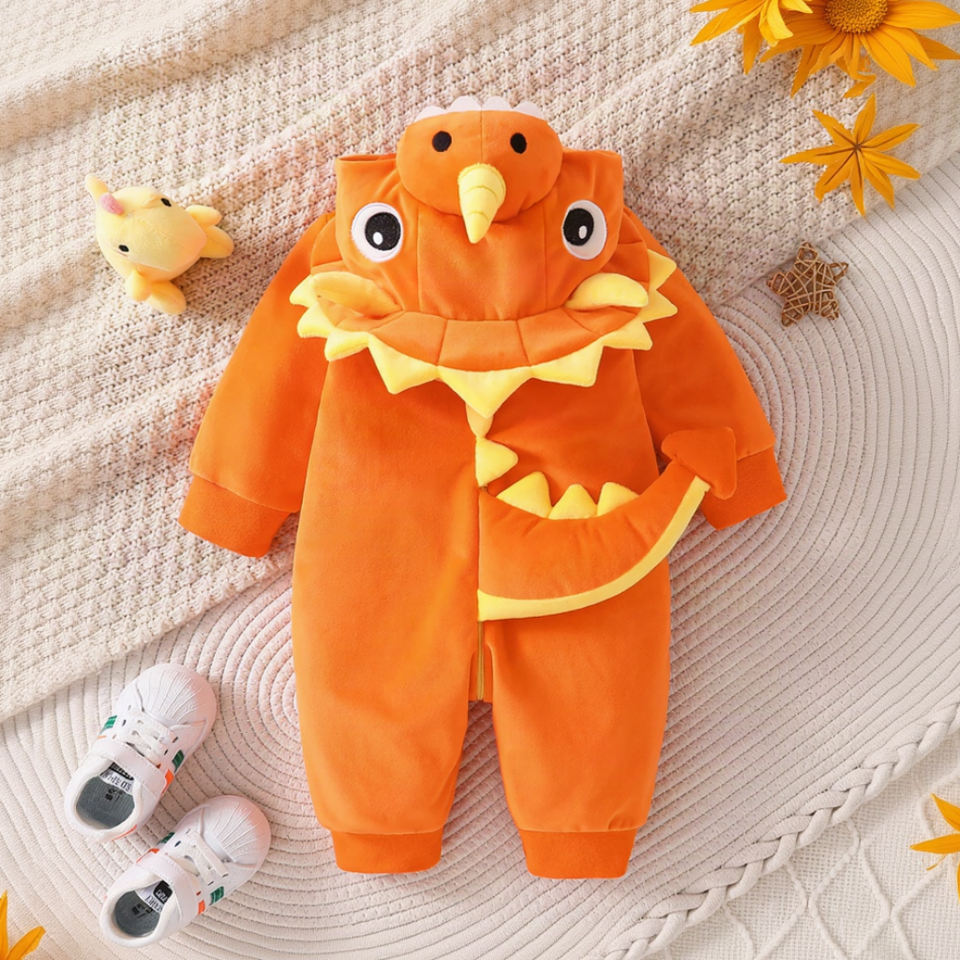 TinyDino – Warm & Speels – Baby Dieren Onesie met Dinosauruscapuchon