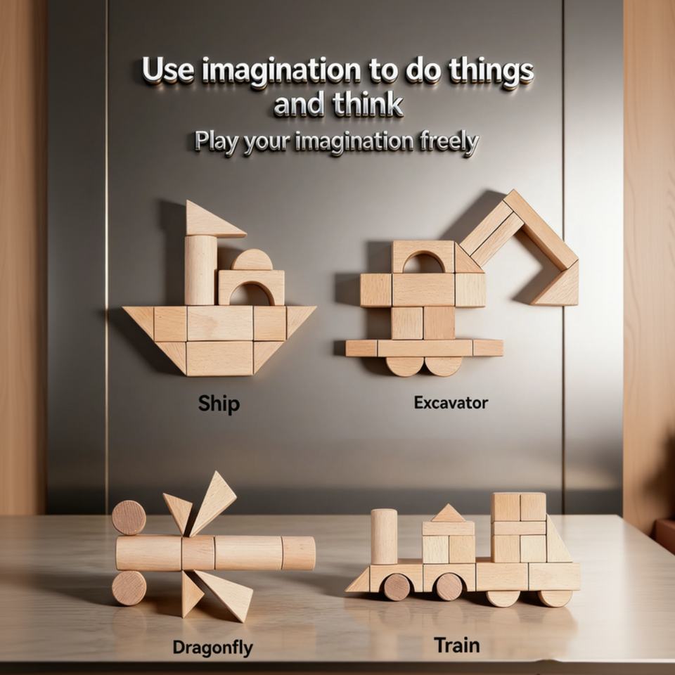 BlockyFun – Creatief & Educatief – 100-delige Houten Bouwblokken Set