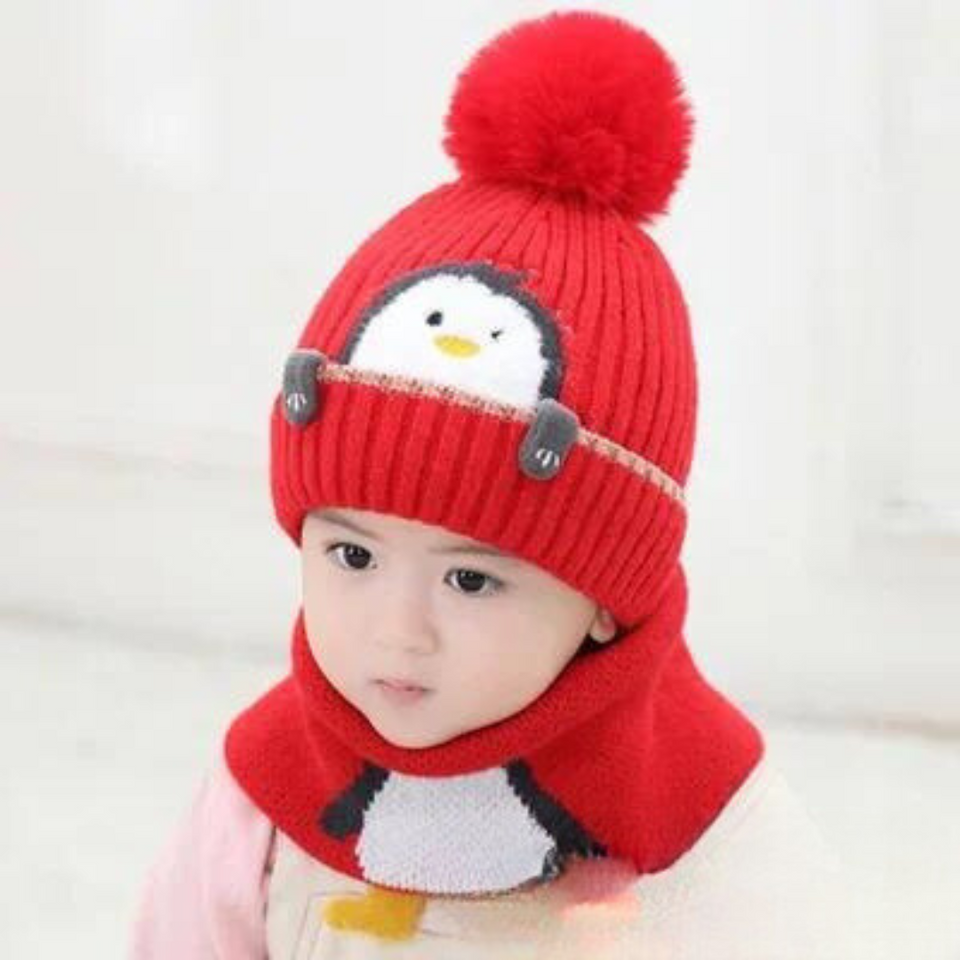 Mini Fashion™ - Schattig Pinguin Design - Kinder Muts & Sjaal