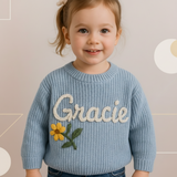 TinyStitch – Gepersonaliseerde Gebreide Naamtrui voor Baby’s & Kinderen