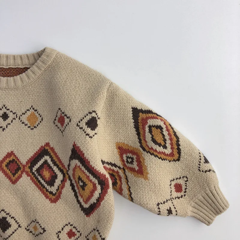 LittleRetro – Warm & Stijlvol – Gebreide Kindertrui met Diamantmotief