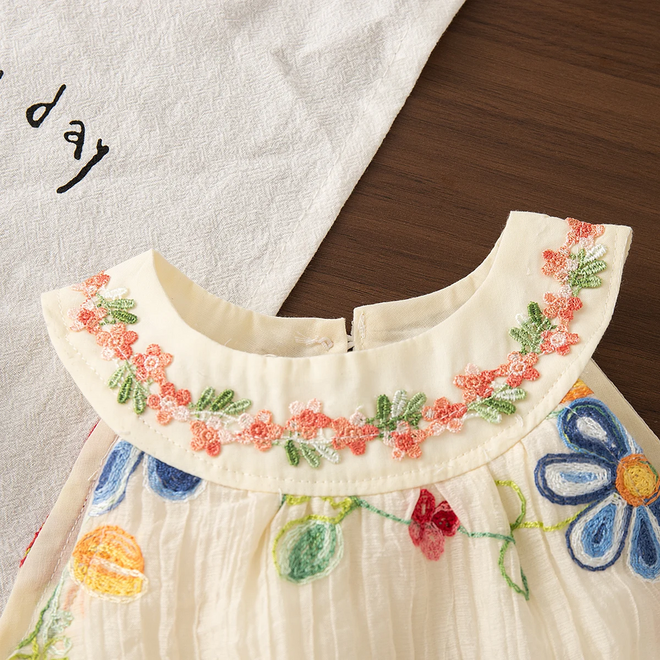 MiniFlora – Lichtgewicht & charmant – Geborduurde jurk voor peutermeisjes