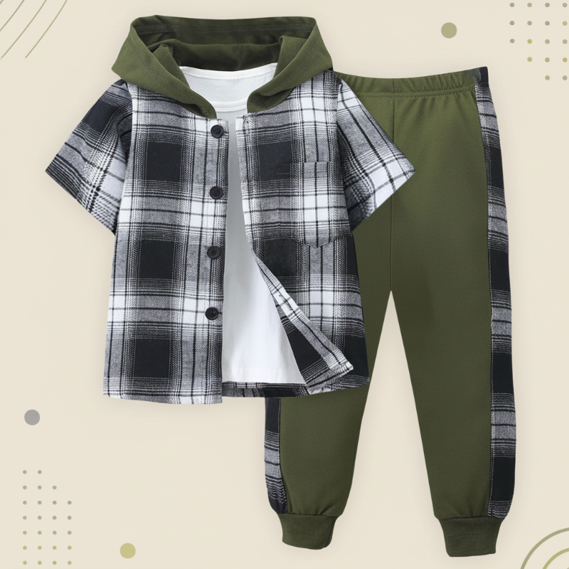 Boys Checkered Outfit – Trendy en comfortabel – Geruite Kinderkleding set