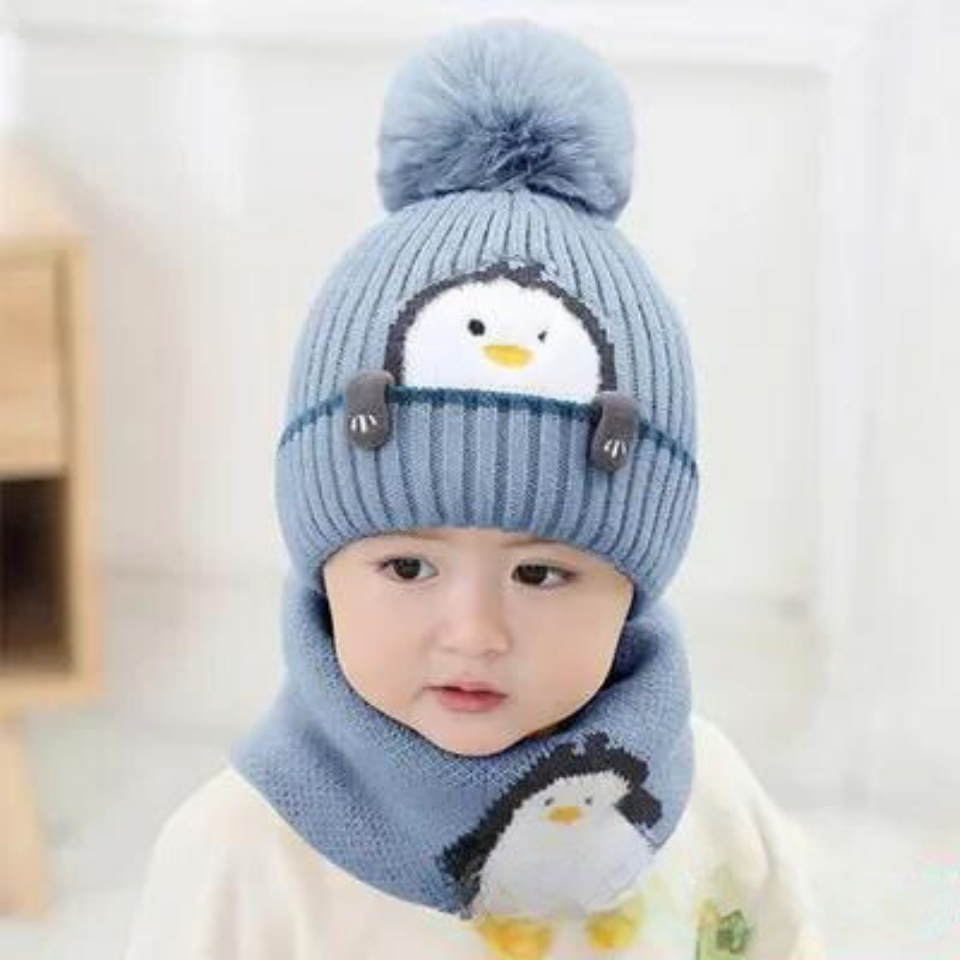Mini Fashion™ - Schattig Pinguin Design - Kinder Muts & Sjaal