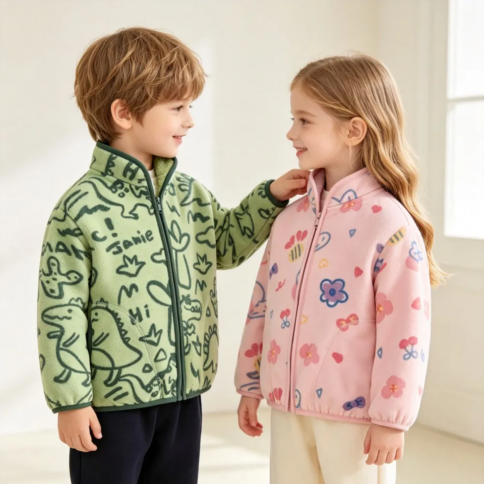 CozyFleece – Zacht & Speels – Warme Kinderjas met Cartoonprint