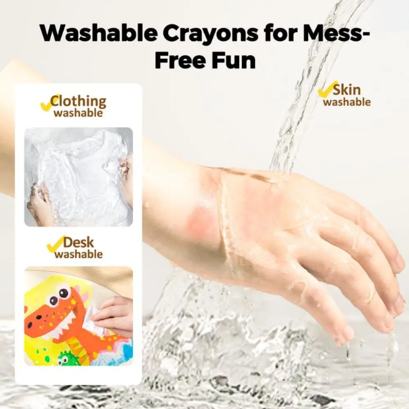 TinyArt – Educatief & Veilig – Wateroplosbare Wasbare Stiften Set