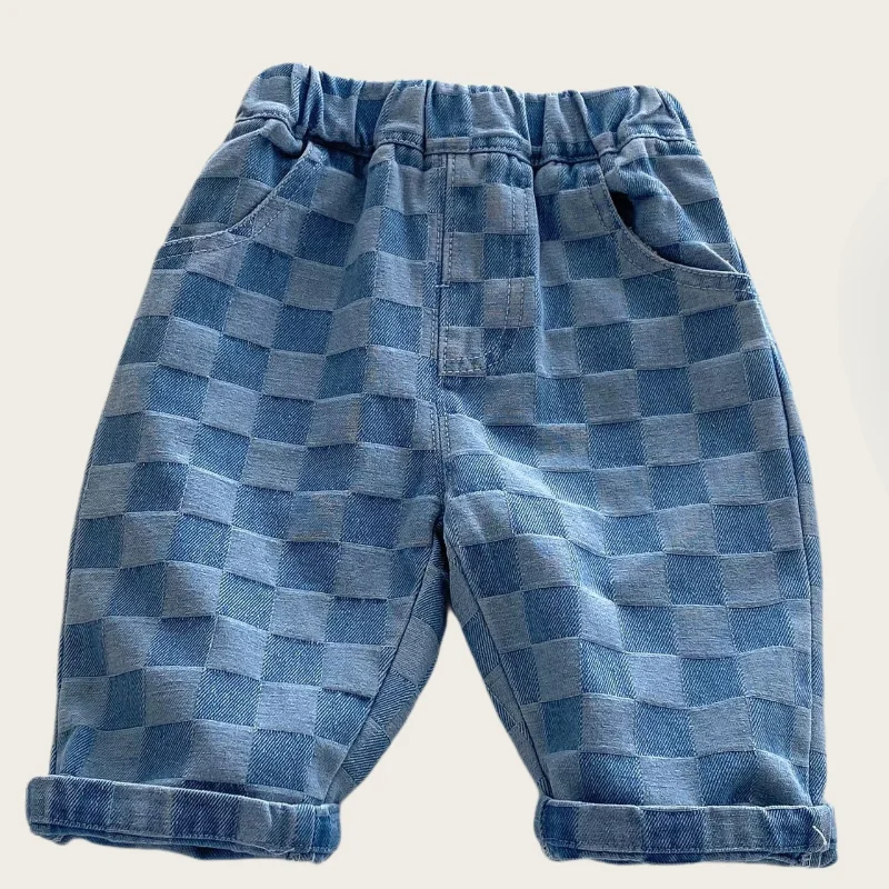 DenimCheck – Comfortabel & Trendy – Kinder Broek met Blokjespatroon