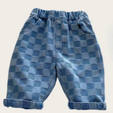 DenimCheck – Comfortabel & Trendy – Kinder Broek met Blokjespatroon
