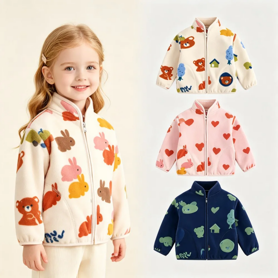 CozyFleece – Zacht & Speels – Warme Kinderjas met Cartoonprint
