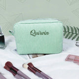 Striped Name Pouch – Gepersonaliseerd & Stijlvol – Make-up Tas