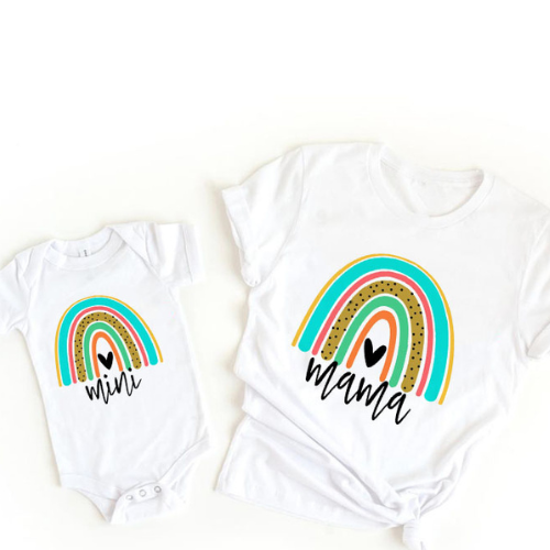 Mini Fashion™ - Mama & Dochter - Matchende Shirt & Romper