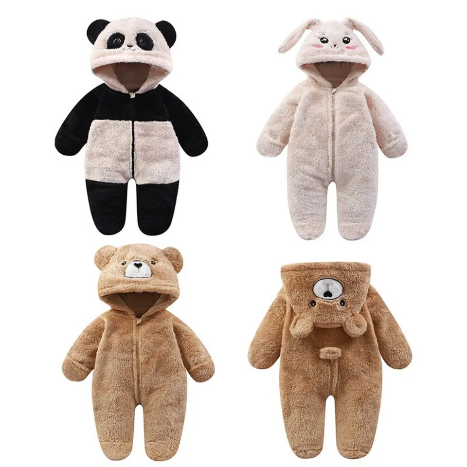 CozyBear – Zacht & Warm – Baby Onesie met Dieren Capuchon