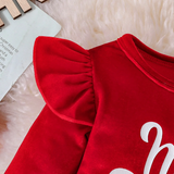 SantaBaby – Vrolijk & Knus – Baby 3 stuks Kerstset met Romper, Flared Broek en Hoed