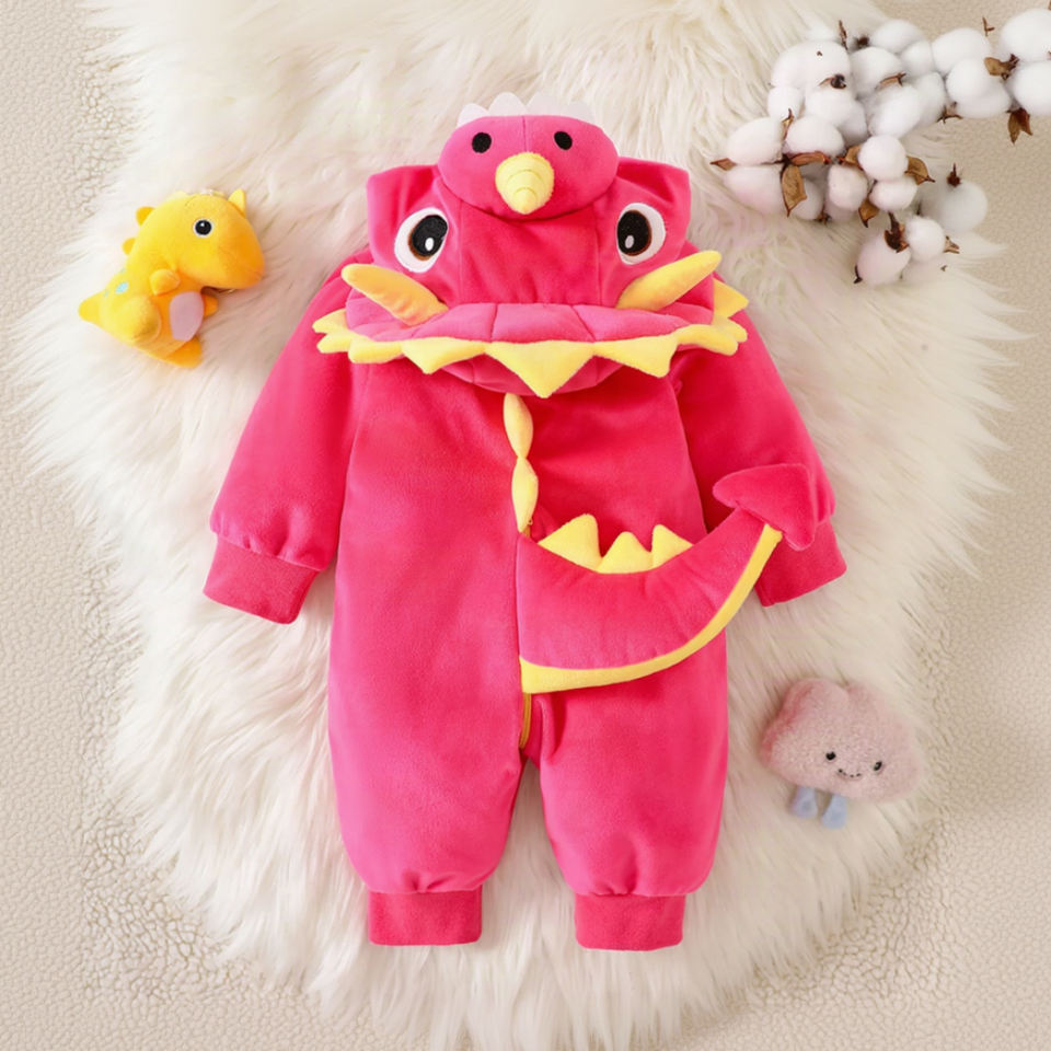 TinyDino – Warm & Speels – Baby Dieren Onesie met Dinosauruscapuchon